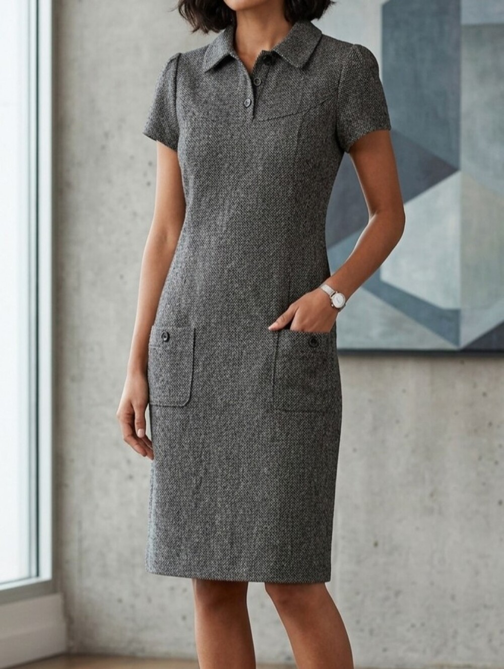 DEMOCRACY Midi Dress Women's  Size 14 Elegant ,Formal Charcoal..